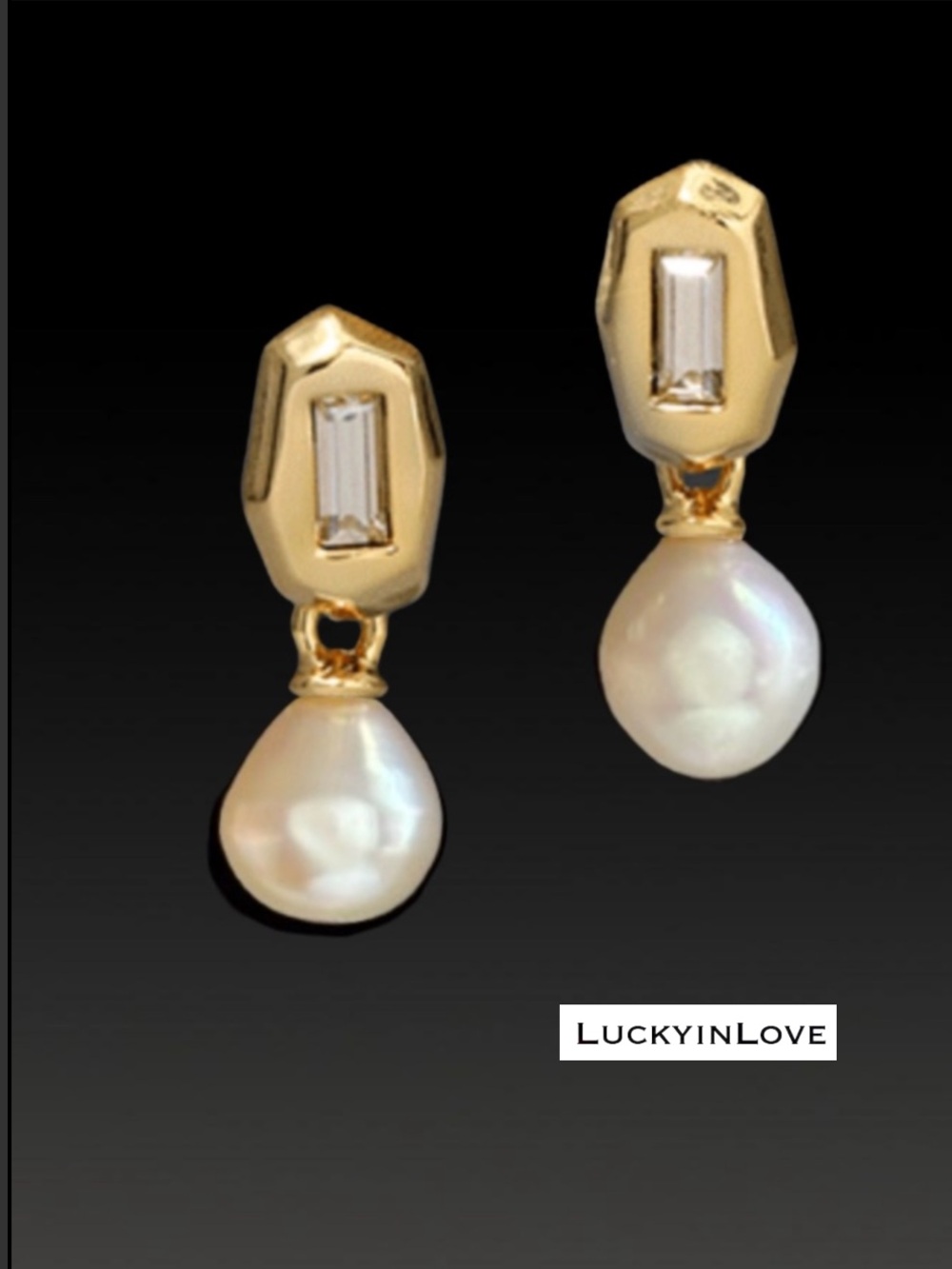 ALEXIS BITTAR • Crystal Freshwater Pearl Drop Gold Earrings